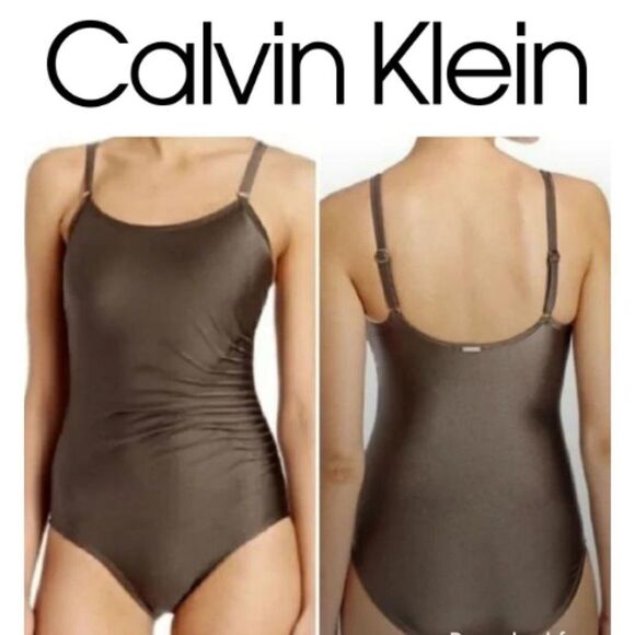 🆕️Calvin Klein Swimsuit One  Piece Size 6 Metallic Bronze - Picture 1 of 9